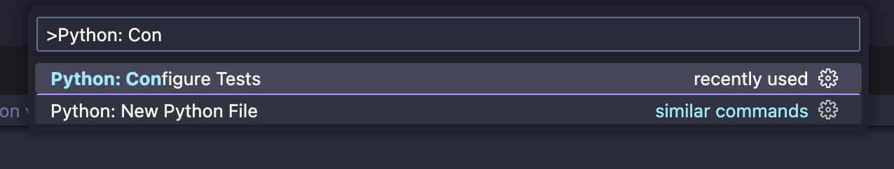 Python Configure Tests command